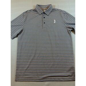 Ahead USA Mens Small Golf Polo Shirt Striped Navy Orange Short Sleeve 1954